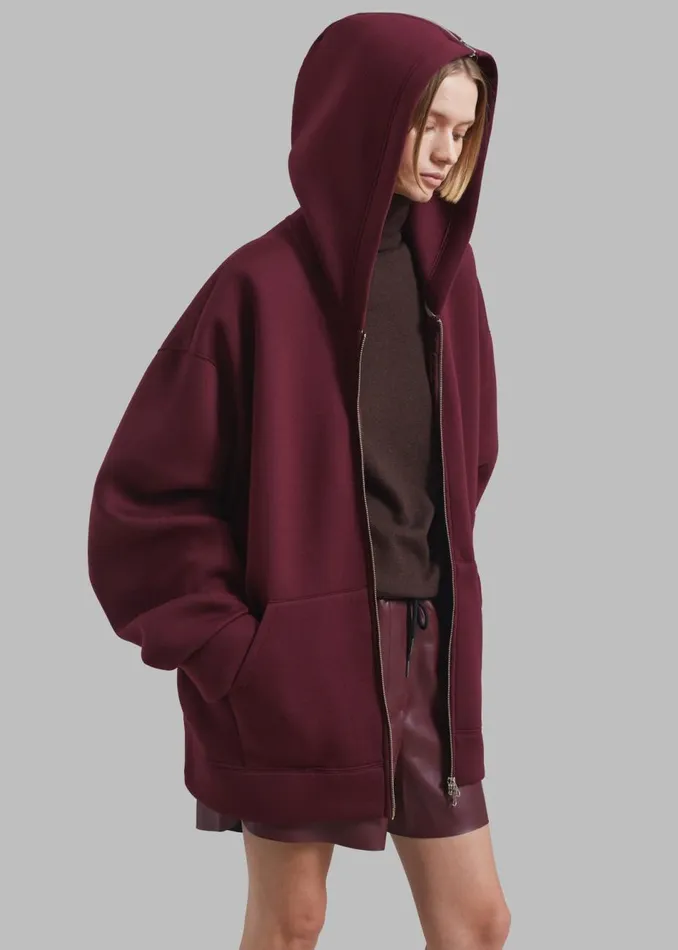 Women The Frankie Shop Outerwear Denton Oversized Hoodie Burgundy