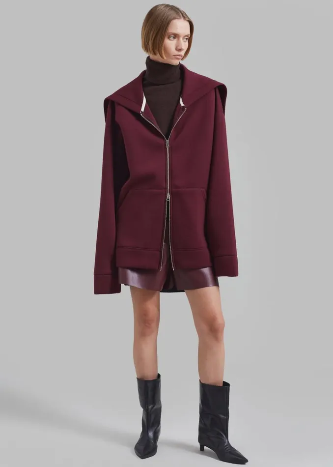 Women The Frankie Shop Outerwear Denton Oversized Hoodie Burgundy