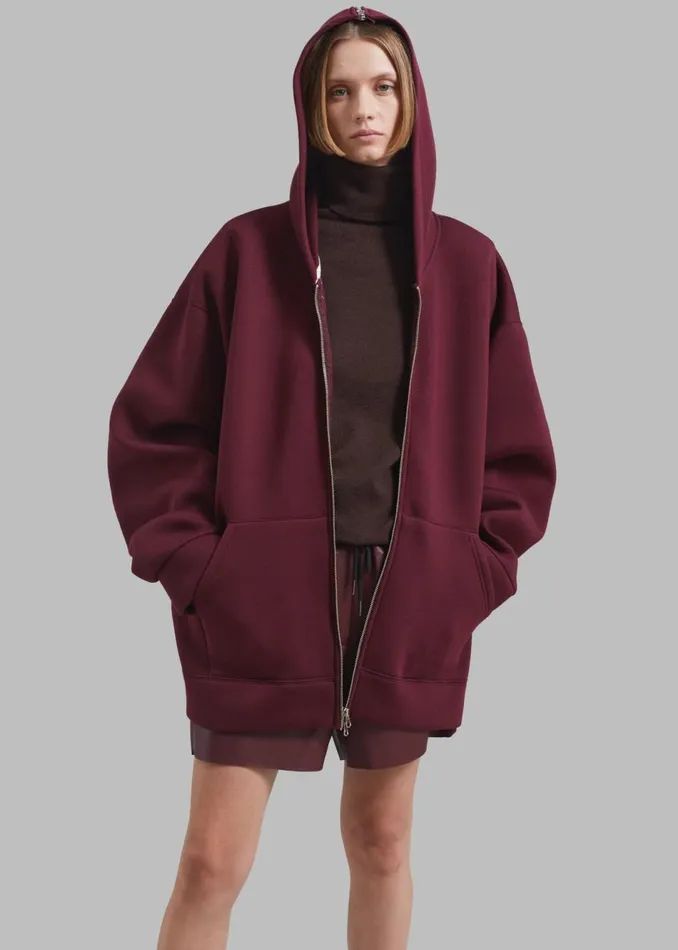 Women The Frankie Shop Outerwear Denton Oversized Hoodie Burgundy