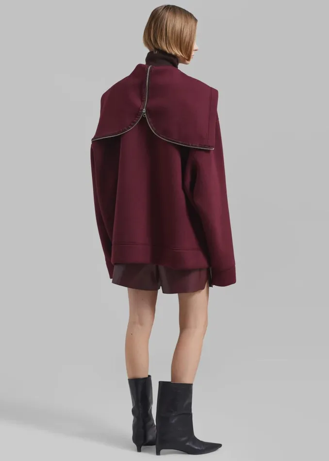 Women The Frankie Shop Outerwear Denton Oversized Hoodie Burgundy