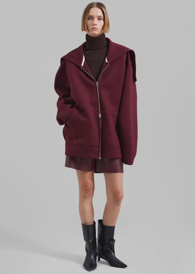Women The Frankie Shop Outerwear Denton Oversized Hoodie Burgundy