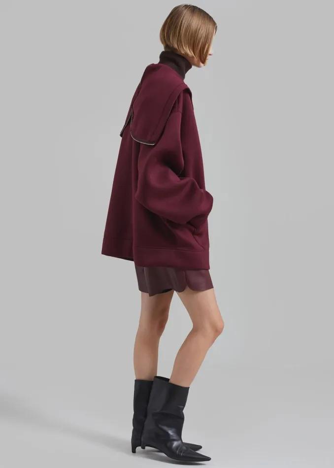 Women The Frankie Shop Outerwear Denton Oversized Hoodie Burgundy