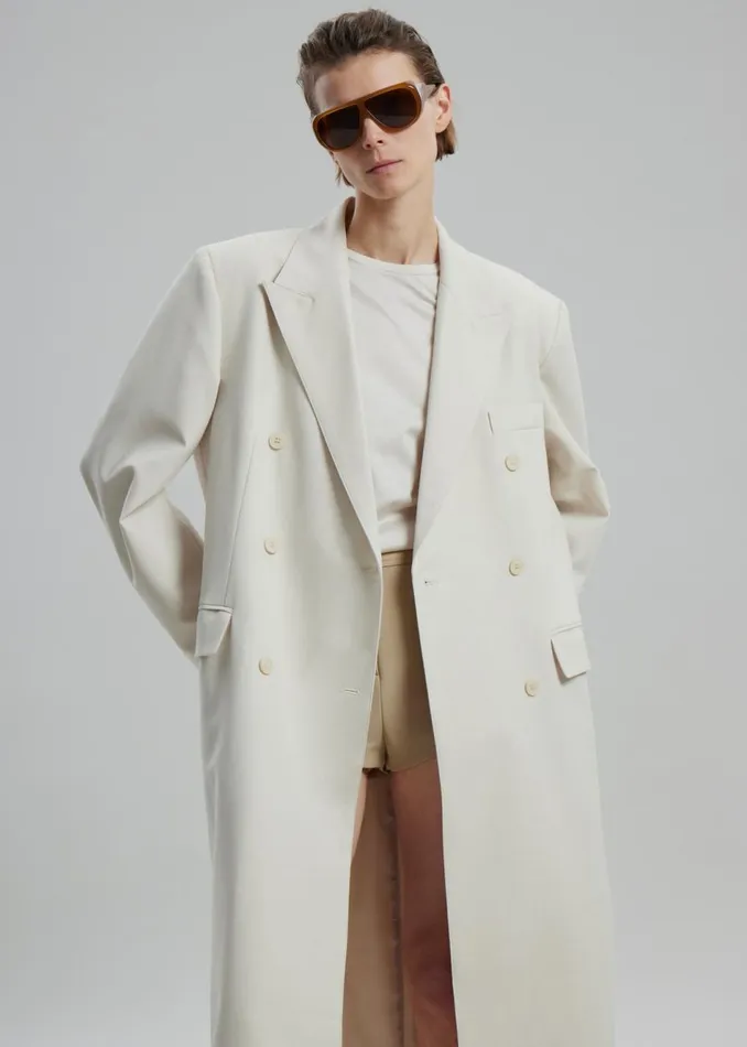 Women The Frankie Shop Outerwear Dex Double Breasted Coat Beige