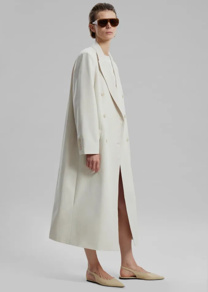 Women The Frankie Shop Outerwear Dex Double Breasted Coat Beige