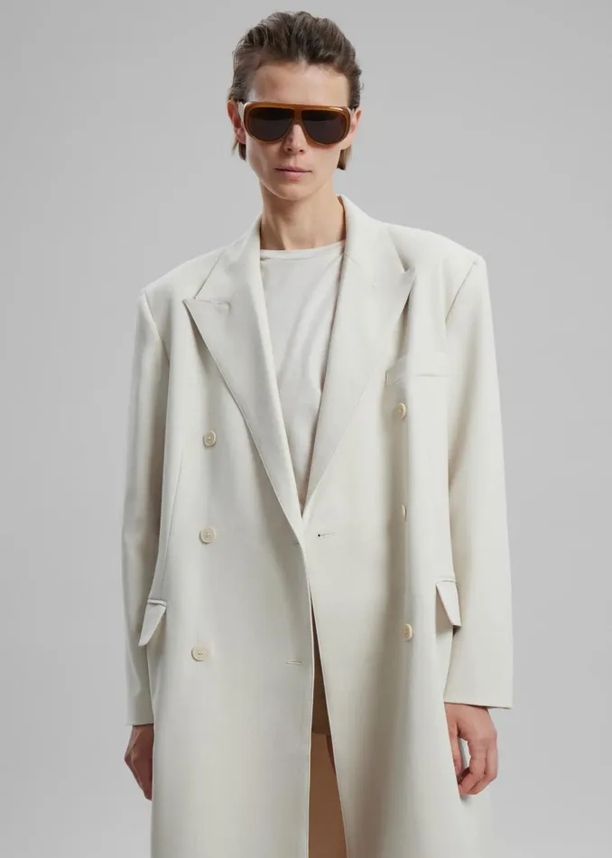 Women The Frankie Shop Outerwear Dex Double Breasted Coat Beige