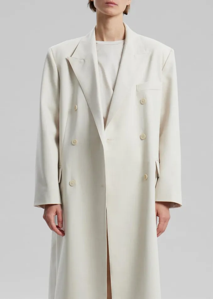 Women The Frankie Shop Outerwear Dex Double Breasted Coat Beige