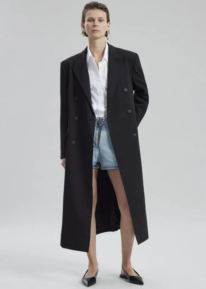 Women The Frankie Shop Outerwear Dex Double Breasted Coat Black