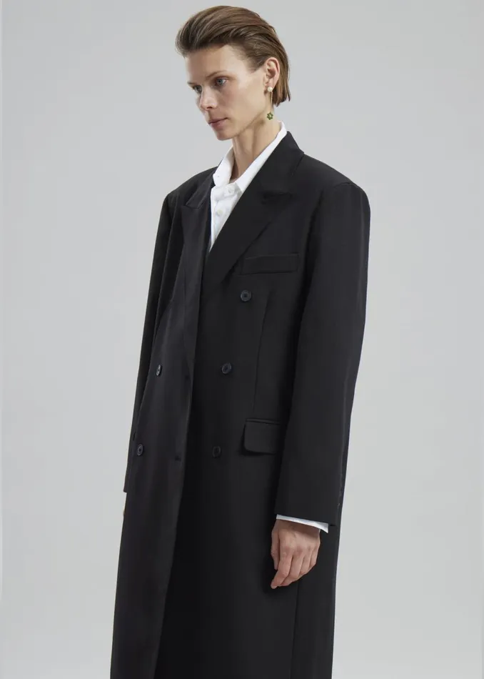 Women The Frankie Shop Outerwear Dex Double Breasted Coat Black