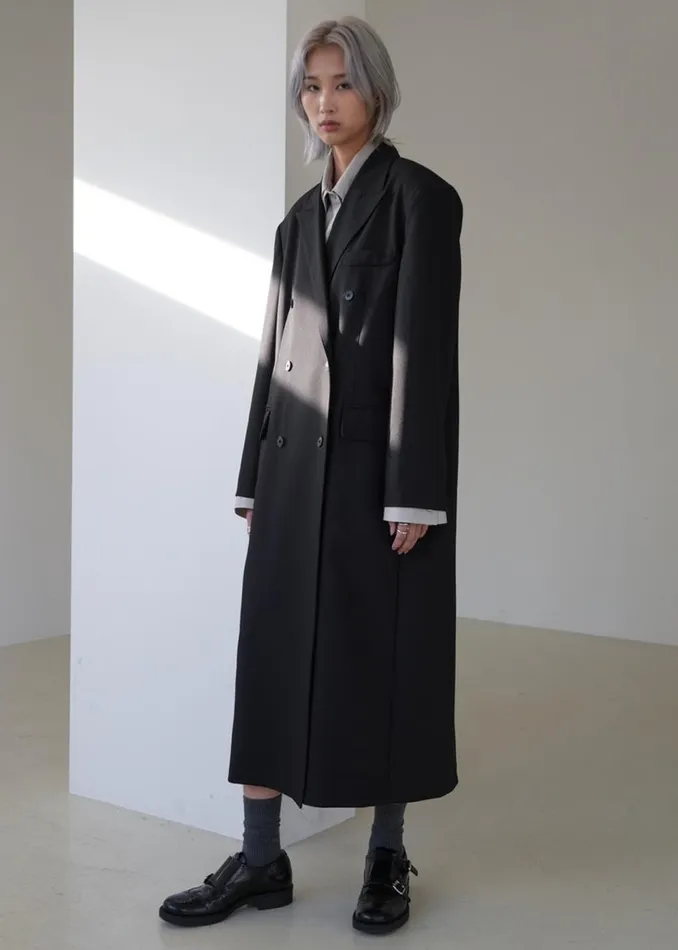 Women The Frankie Shop Outerwear Dex Double Breasted Coat Black