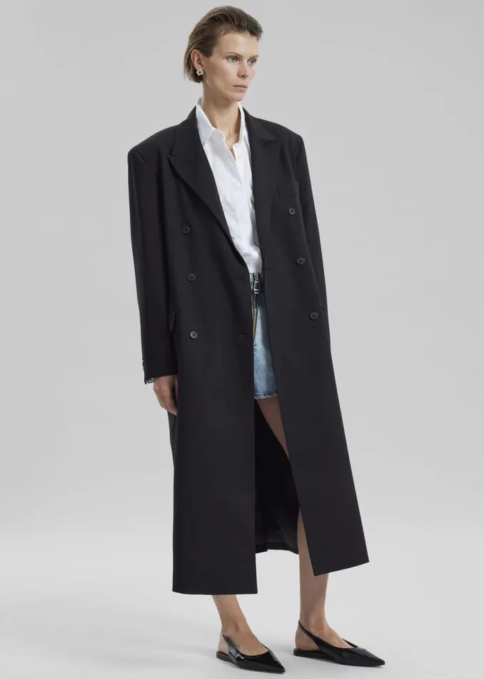 Women The Frankie Shop Outerwear Dex Double Breasted Coat Black