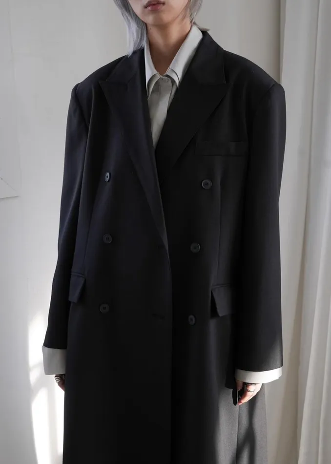 Women The Frankie Shop Outerwear Dex Double Breasted Coat Black