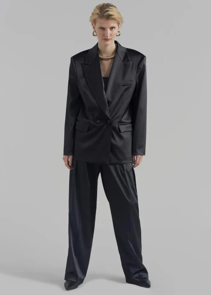 Women The Frankie Shop Outerwear Eliane Satin Blazer Black