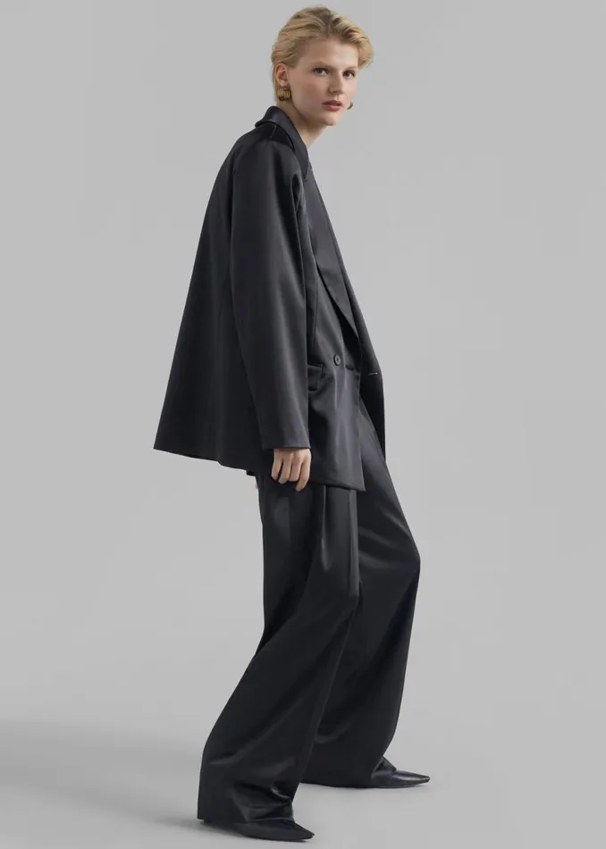 Women The Frankie Shop Outerwear Eliane Satin Blazer Black