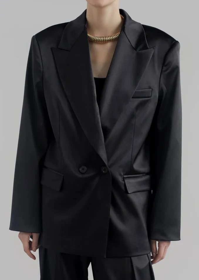 Women The Frankie Shop Outerwear Eliane Satin Blazer Black