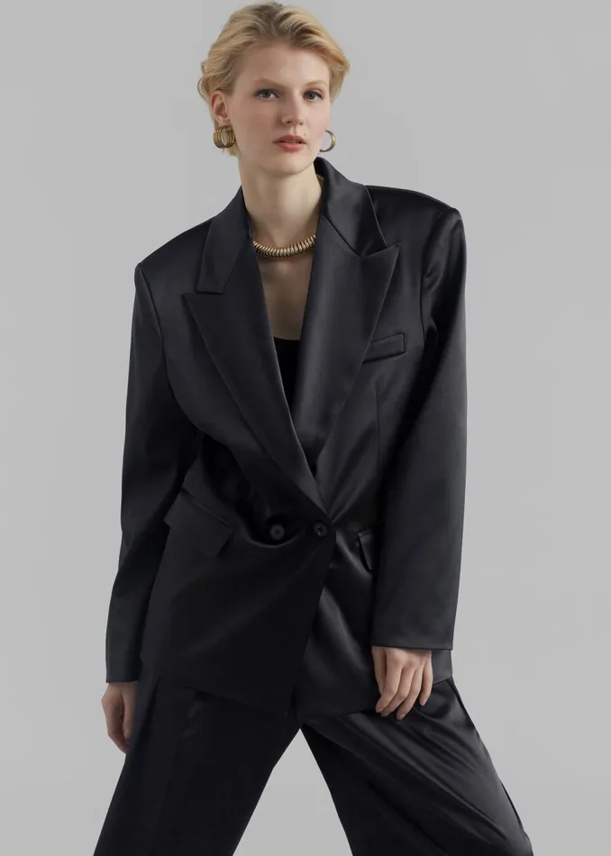 Women The Frankie Shop Outerwear Eliane Satin Blazer Black