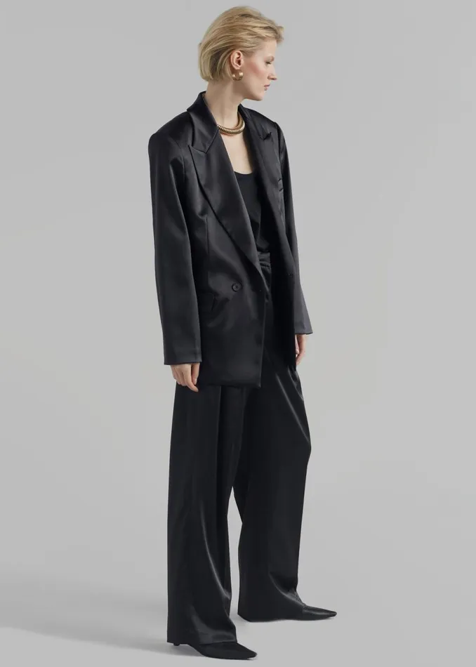 Women The Frankie Shop Outerwear Eliane Satin Blazer Black