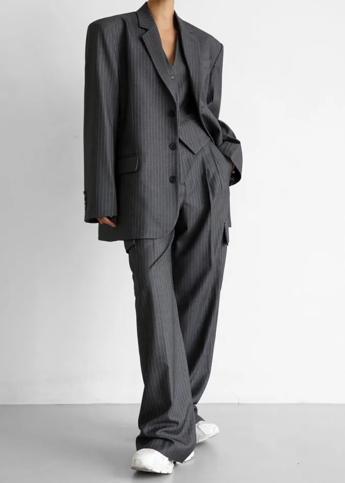 Women The Frankie Shop Outerwear Elise Blazer Greywhite Pinstripe