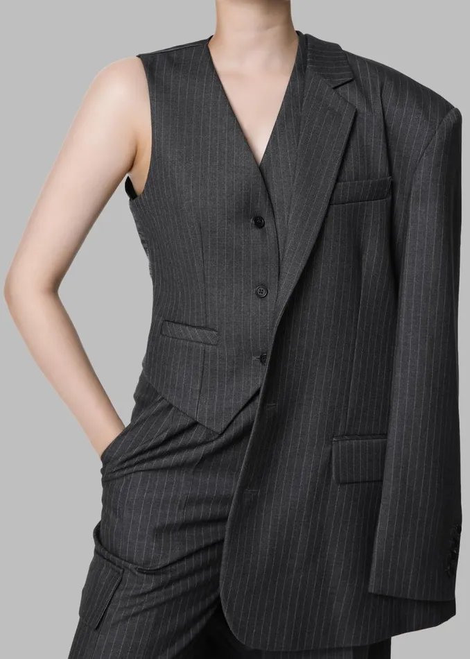 Women The Frankie Shop Outerwear Elise Vest Greywhite Pinstripe