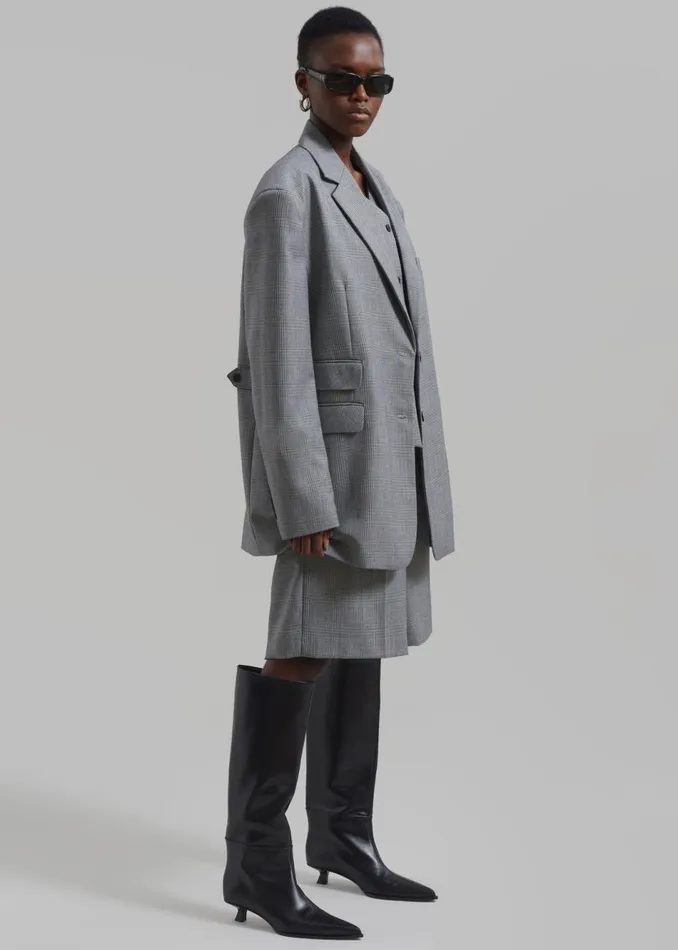 Women The Frankie Shop Outerwear Essie Oversized Wool Blazer Light Grey Plaid