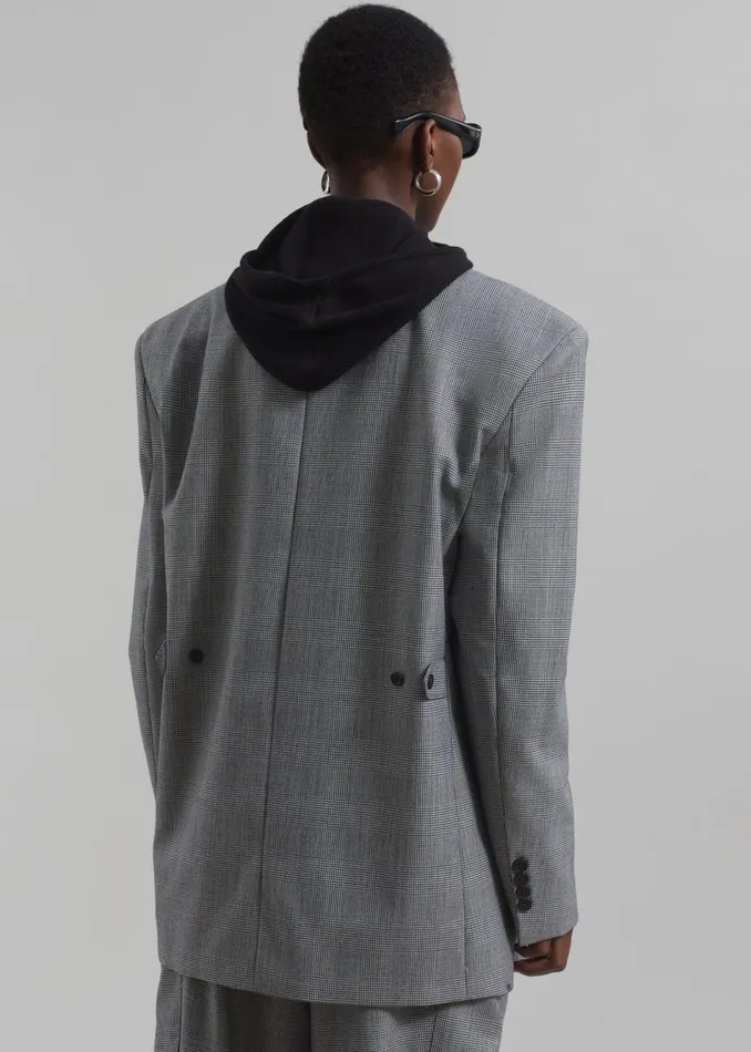 Women The Frankie Shop Outerwear Essie Oversized Wool Blazer Light Grey Plaid