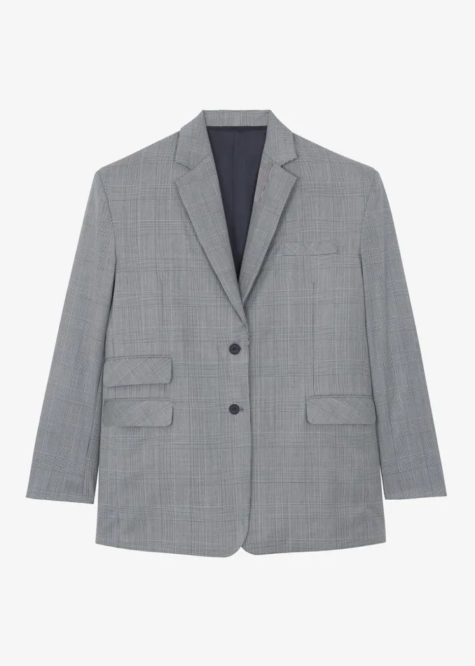 Women The Frankie Shop Outerwear Essie Oversized Wool Blazer Light Grey Plaid