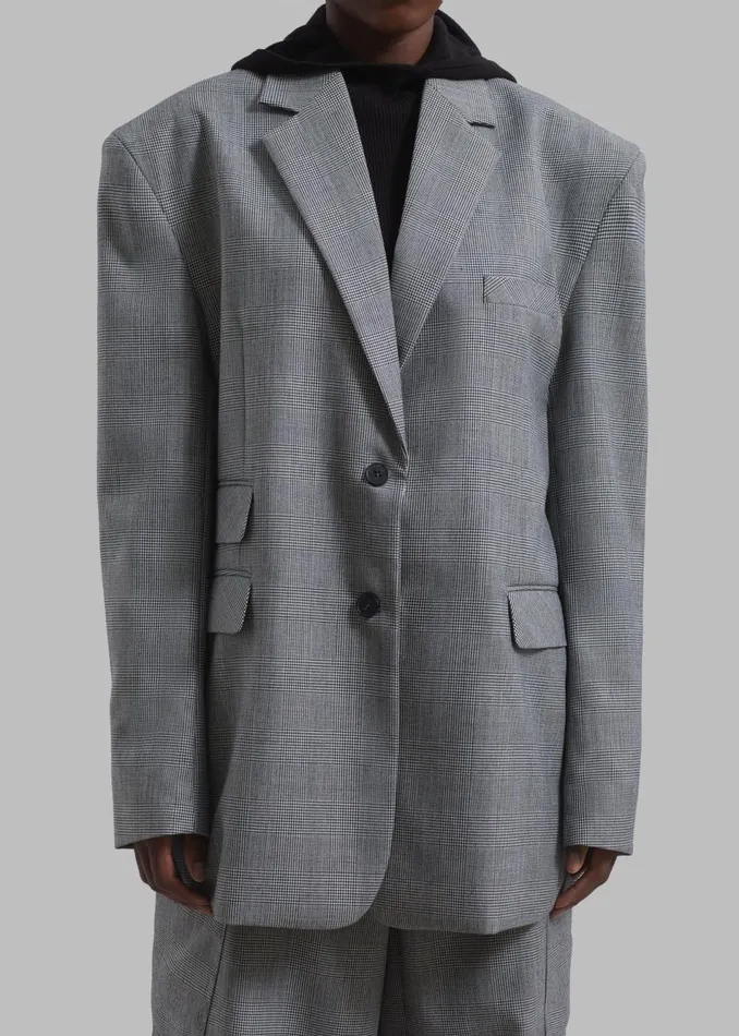 Women The Frankie Shop Outerwear Essie Oversized Wool Blazer Light Grey Plaid