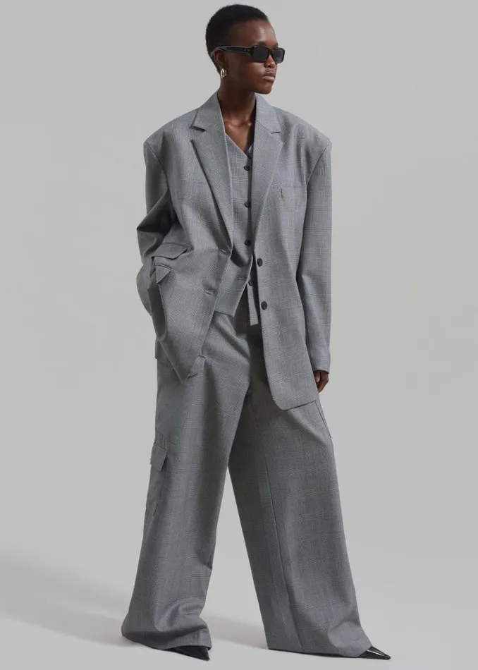 Women The Frankie Shop Outerwear Essie Wool Vest Light Grey Plaid