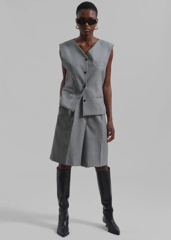 Women The Frankie Shop Outerwear Essie Wool Vest Light Grey Plaid