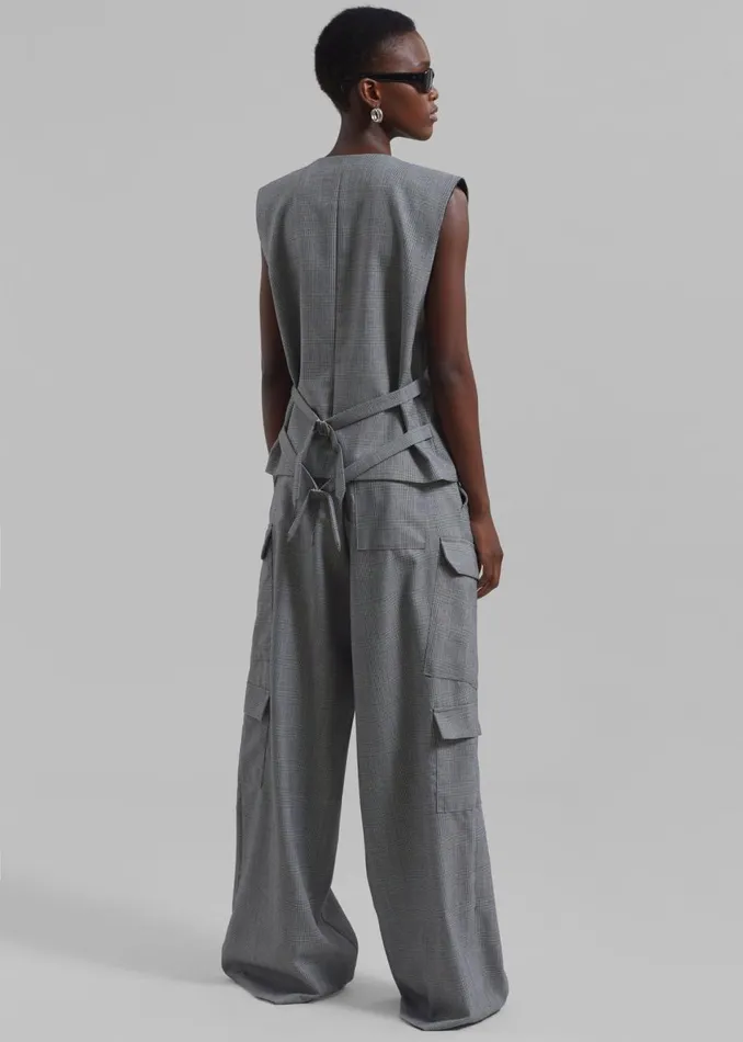Women The Frankie Shop Outerwear Essie Wool Vest Light Grey Plaid