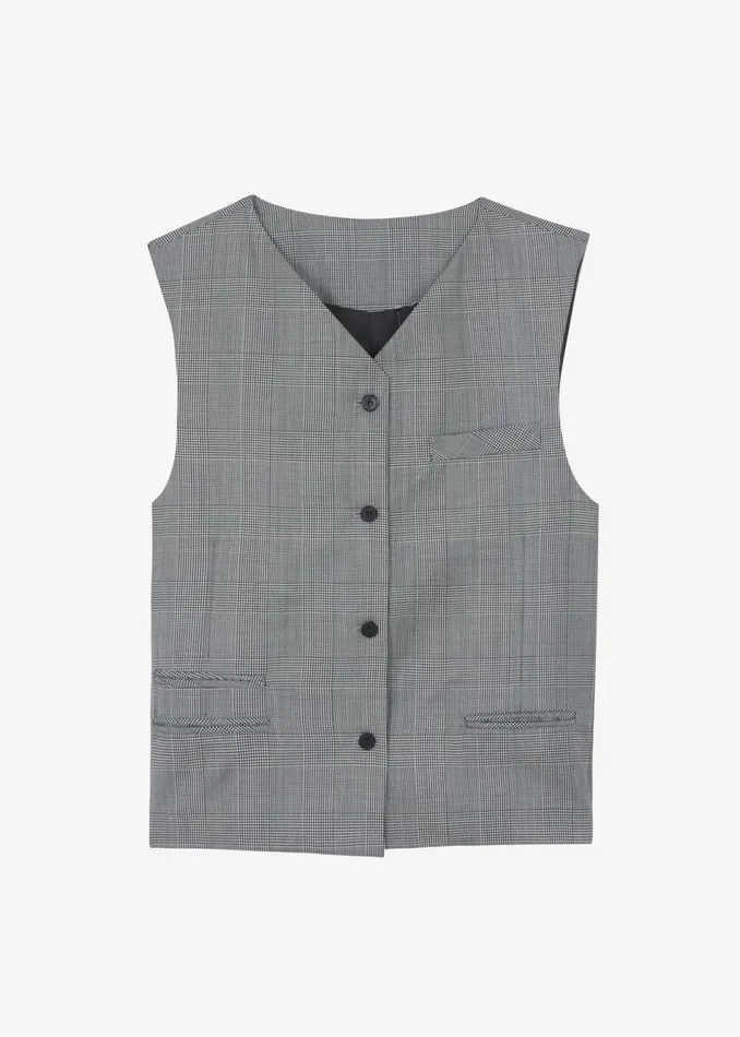 Women The Frankie Shop Outerwear Essie Wool Vest Light Grey Plaid