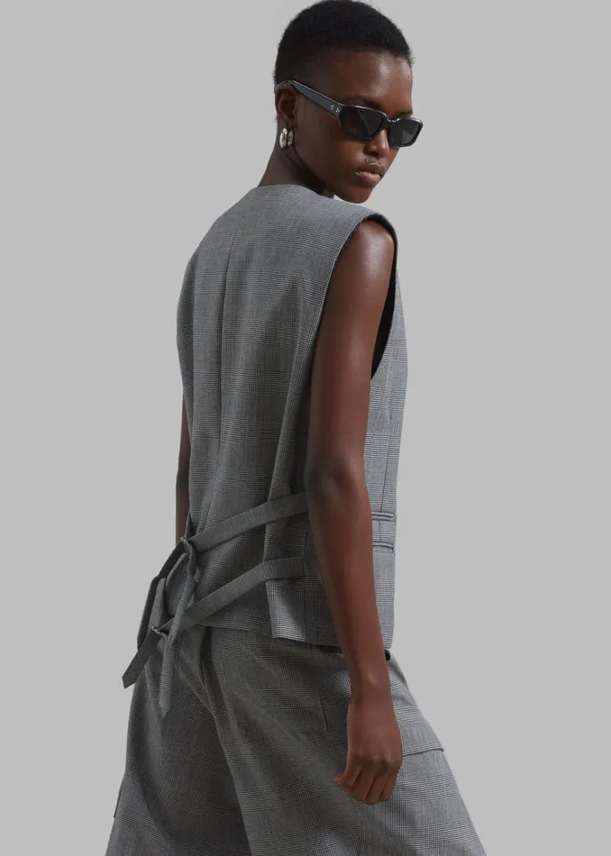 Women The Frankie Shop Outerwear Essie Wool Vest Light Grey Plaid