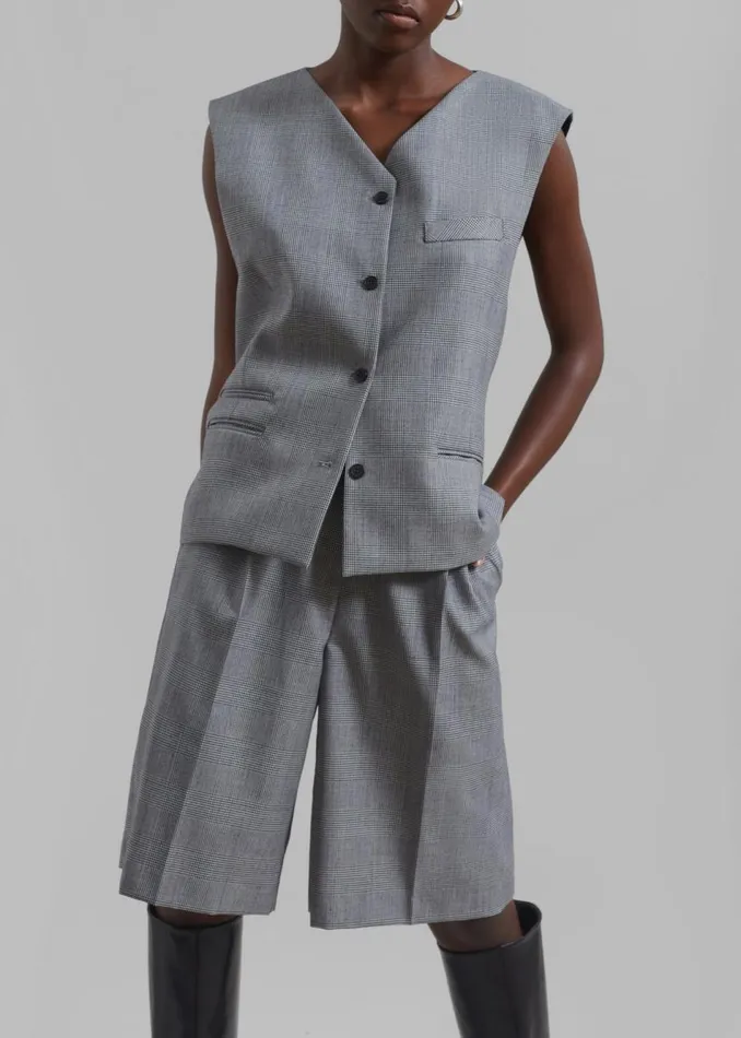 Women The Frankie Shop Outerwear Essie Wool Vest Light Grey Plaid