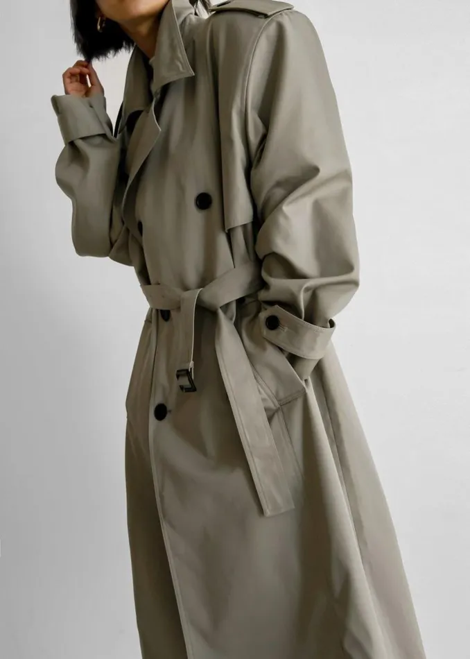 Women The Frankie Shop Outerwear Eugene Trench Coat Pale Khaki