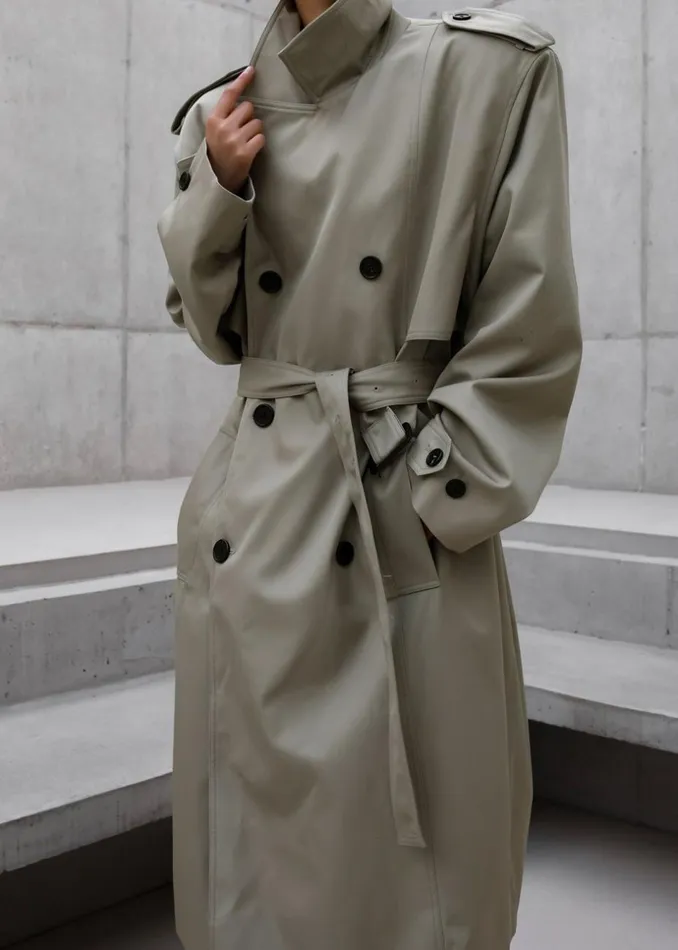 Women The Frankie Shop Outerwear Eugene Trench Coat Pale Khaki