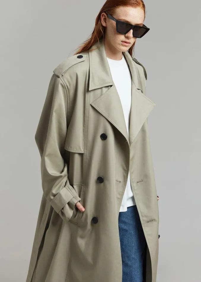 Women The Frankie Shop Outerwear Eugene Trench Coat Pale Khaki