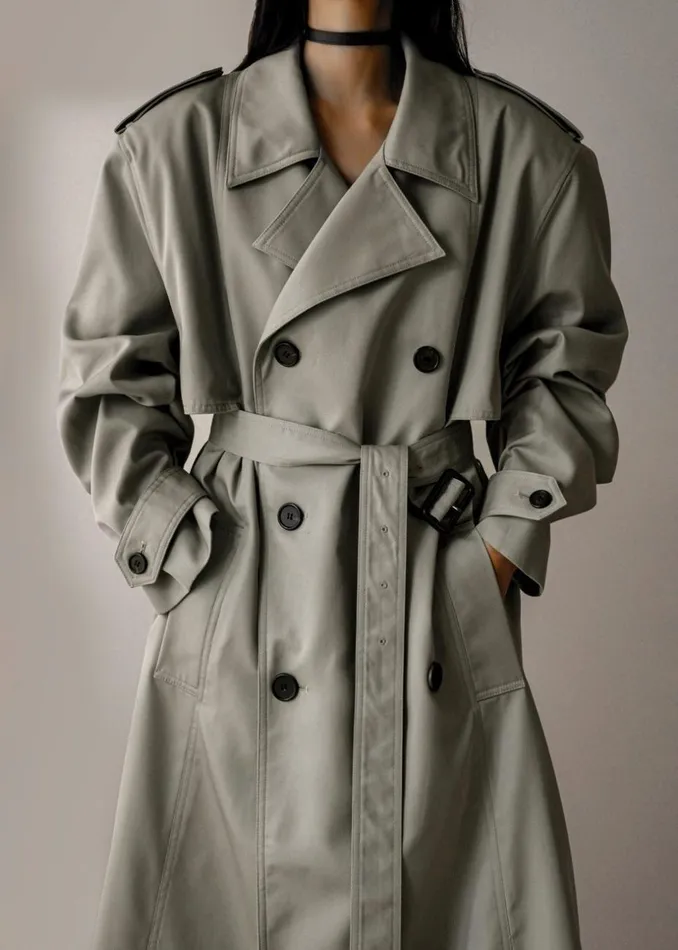 Women The Frankie Shop Outerwear Eugene Trench Coat Pale Khaki