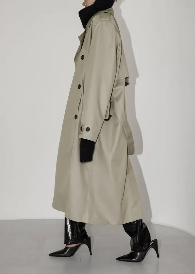 Women The Frankie Shop Outerwear Eugene Trench Coat Pale Khaki