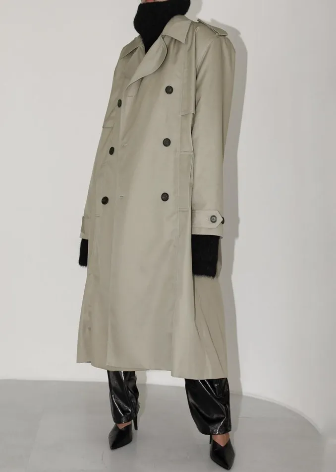 Women The Frankie Shop Outerwear Eugene Trench Coat Pale Khaki