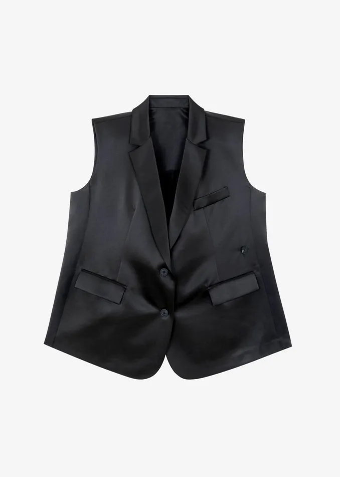 Women The Frankie Shop Outerwear Everly Satin Vest Black