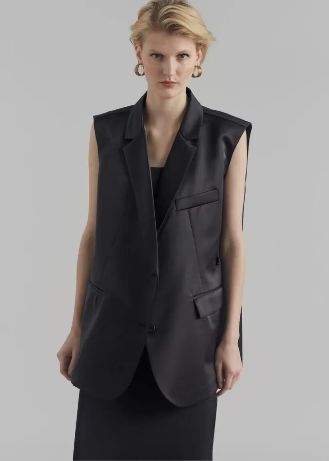 Women The Frankie Shop Outerwear Everly Satin Vest Black