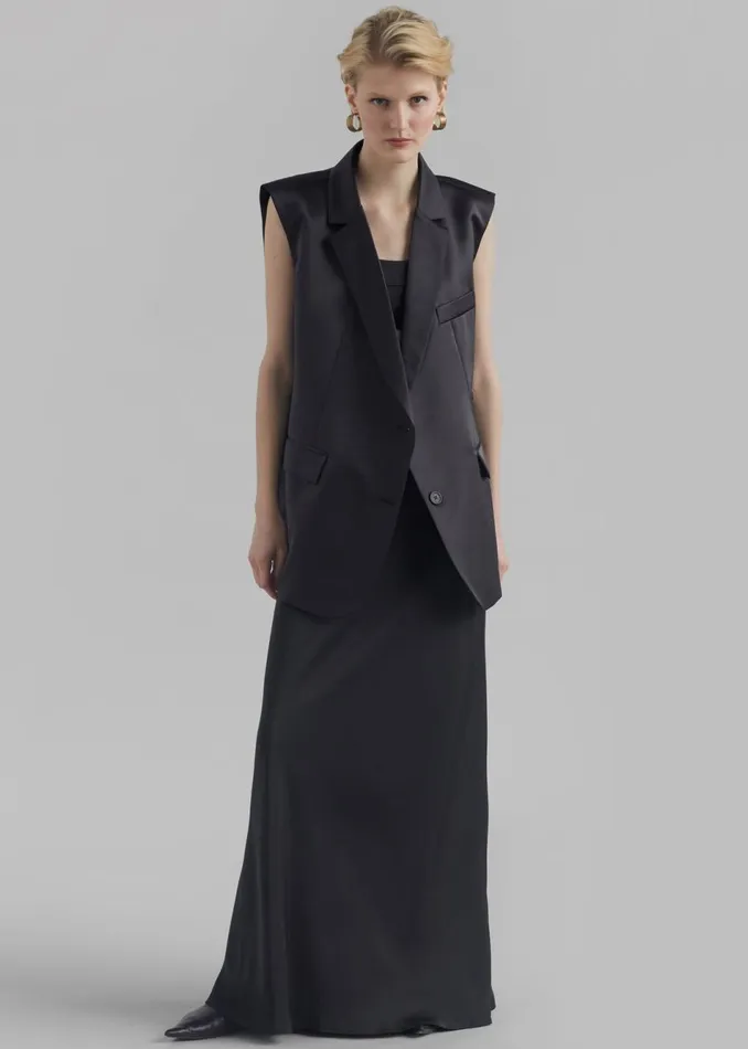 Women The Frankie Shop Outerwear Everly Satin Vest Black