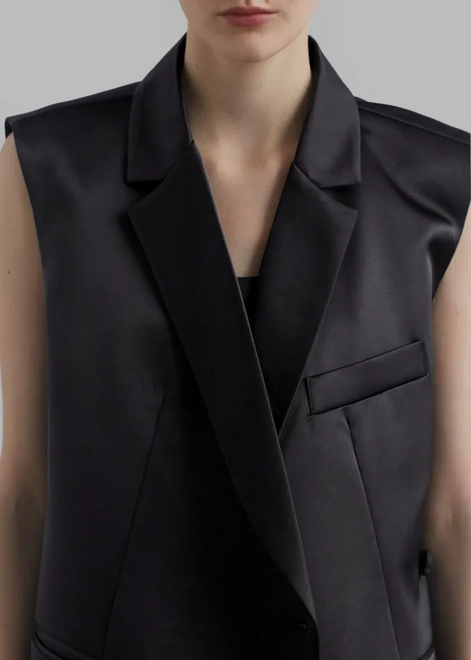 Women The Frankie Shop Outerwear Everly Satin Vest Black