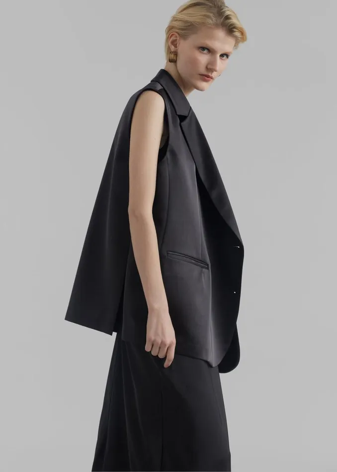 Women The Frankie Shop Outerwear Everly Satin Vest Black