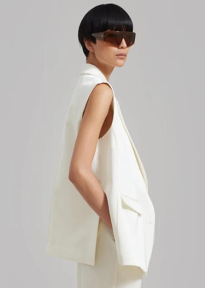 Women The Frankie Shop Outerwear Everly Satin Vest Cream