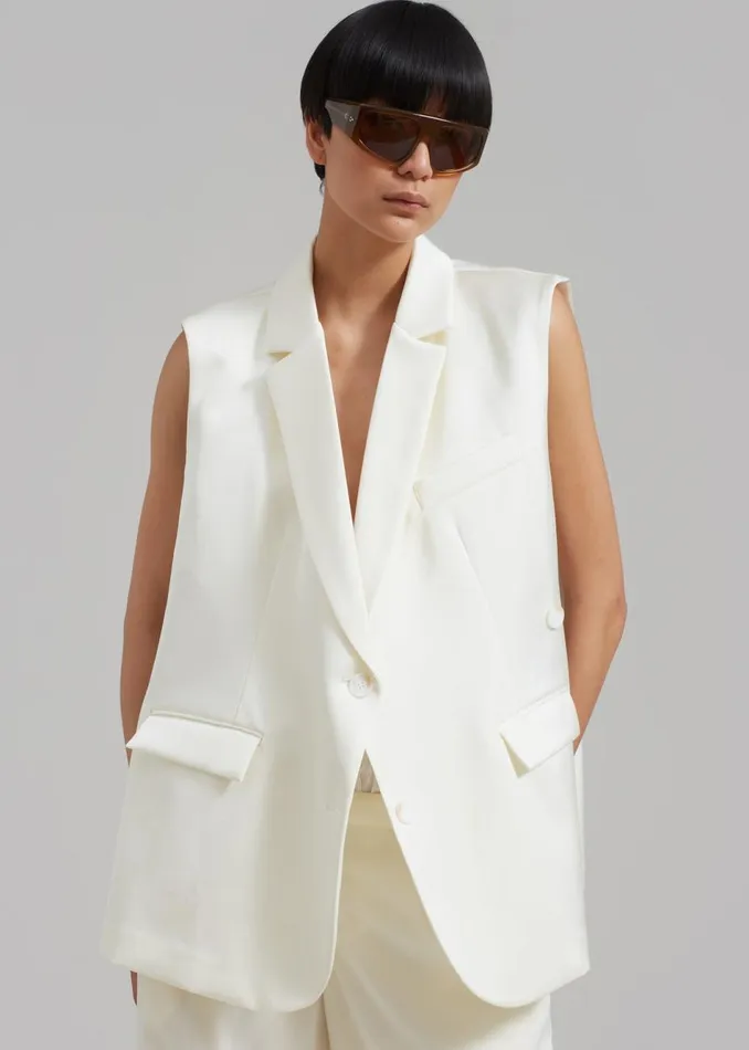 Women The Frankie Shop Outerwear Everly Satin Vest Cream