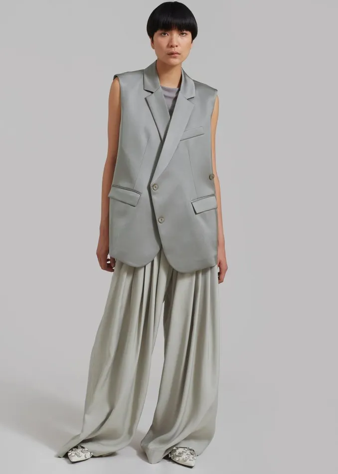 Women The Frankie Shop Outerwear Everly Satin Vest Eucalyptus