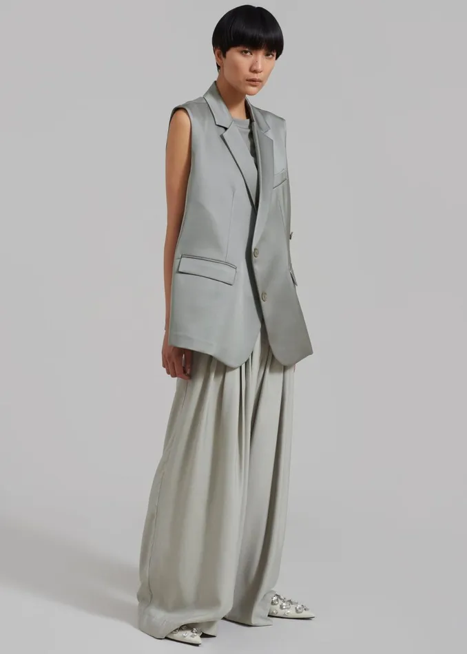 Women The Frankie Shop Outerwear Everly Satin Vest Eucalyptus