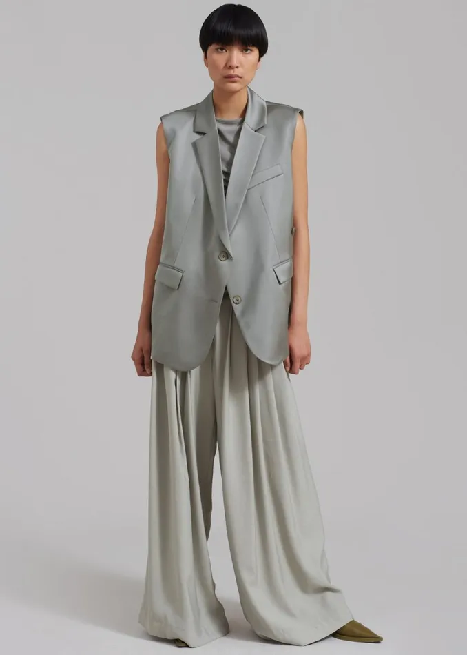 Women The Frankie Shop Outerwear Everly Satin Vest Eucalyptus