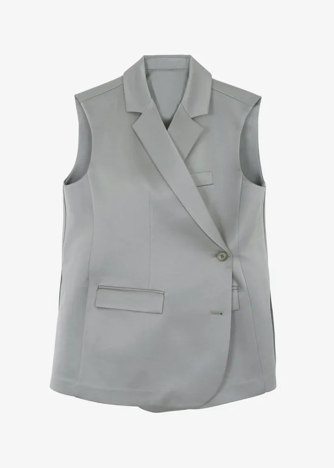 Women The Frankie Shop Outerwear Everly Satin Vest Eucalyptus