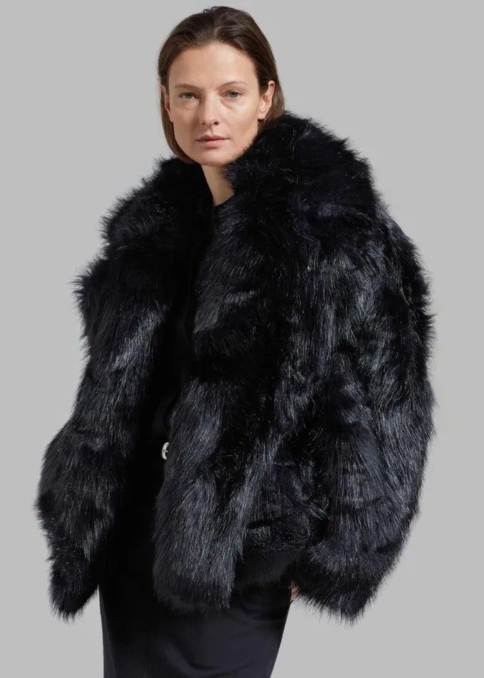 Women The Frankie Shop Outerwear Fallon Short Faux Fur Coat Black